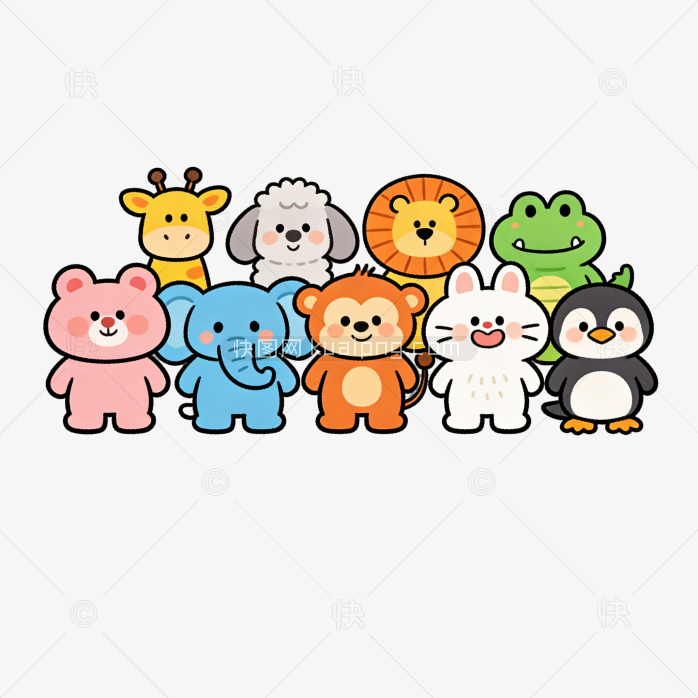 可爱动物手绘卡通原创