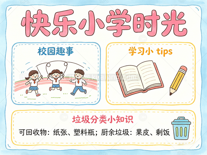快乐小学时光手抄报模版