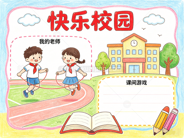 快乐校园手抄报模版
