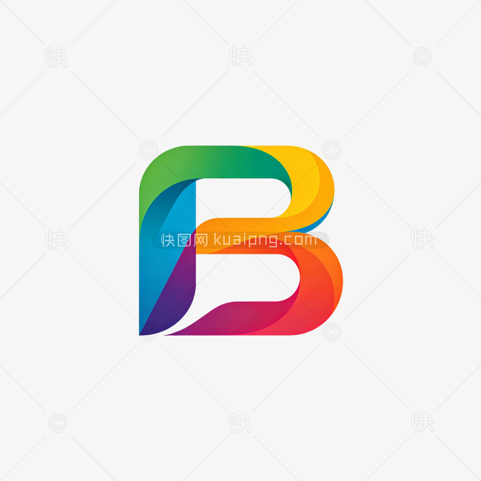 快图网原创渐变彩色字母B图标