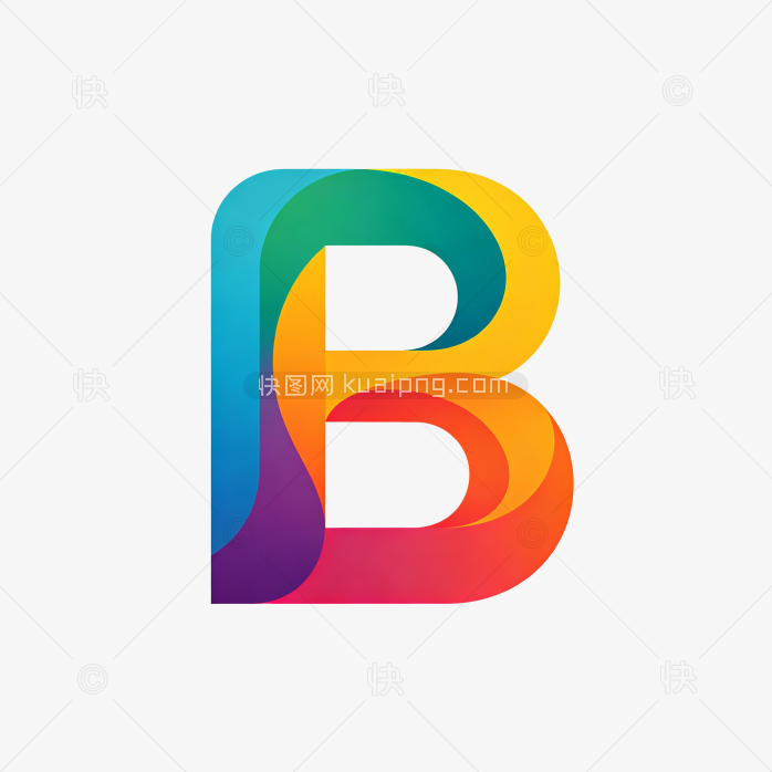 快图网原创渐变彩色字母B图标