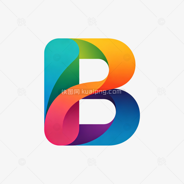 快图网原创渐变彩色字母B图标