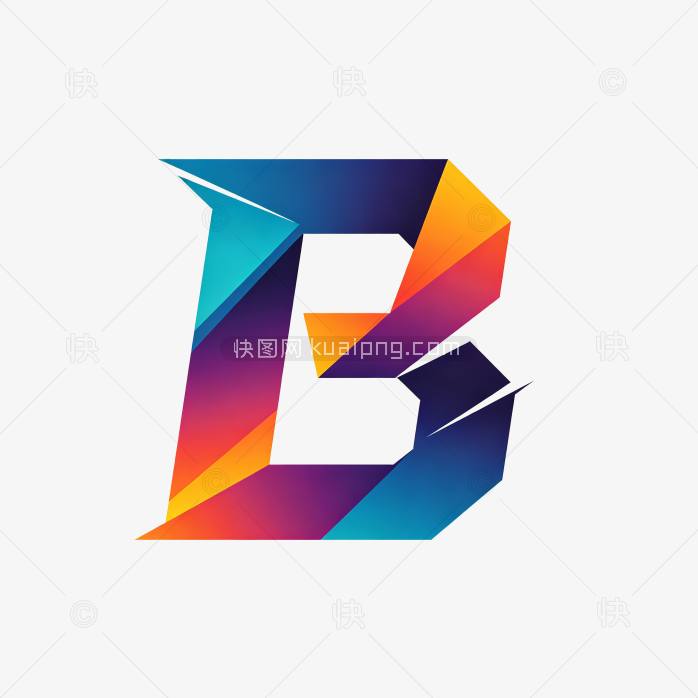 快图网原创渐变彩色字母B图标
