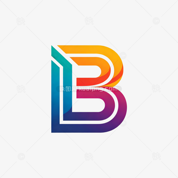 快图网原创渐变彩色字母B图标