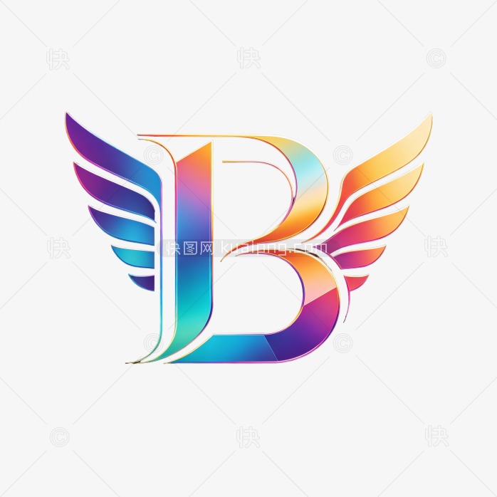 快图网原创渐变彩色字母B图标