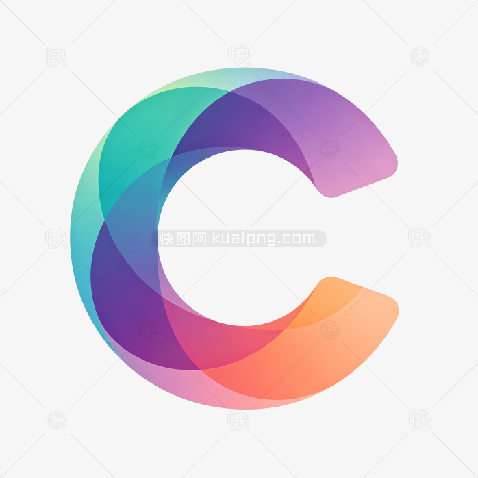 快图网原创彩色叠层渐变字母C