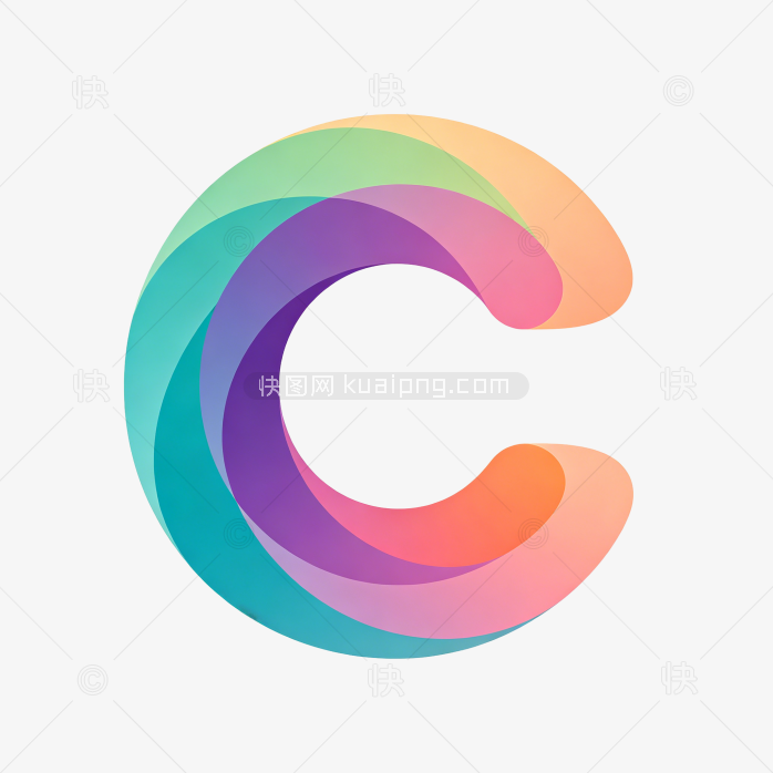 快图网原创彩色叠层渐变字母C