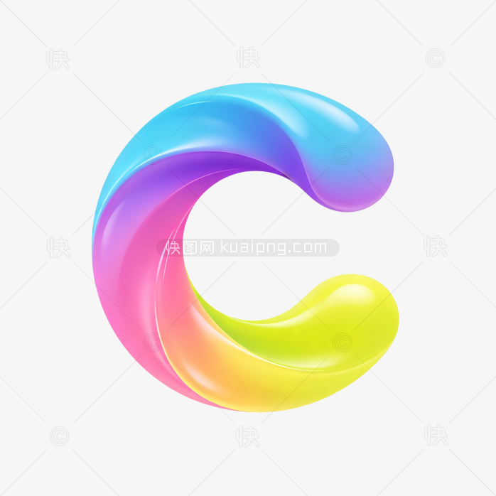 快图网原创彩色立体渐变字母C标志