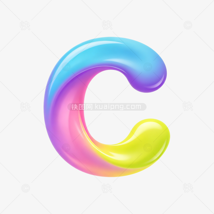 快图网原创彩色立体渐变字母C标志