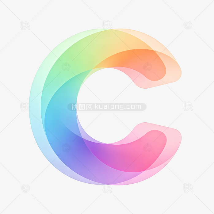 快图网原创彩色叠层渐变字母C