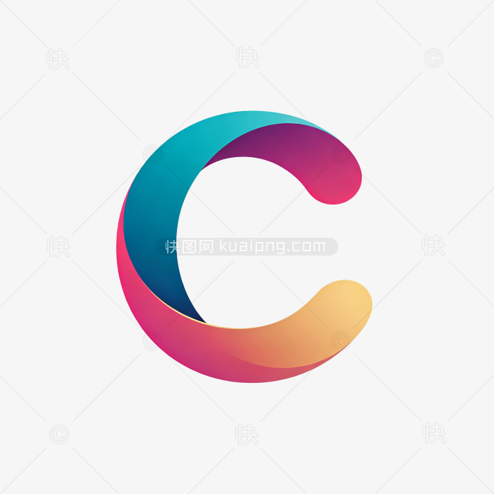 快图网原创彩色立体字母C