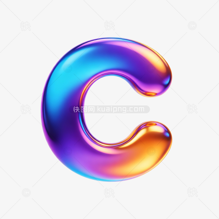 快图网原创彩色立体字渐变母C标志