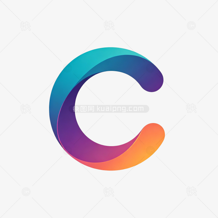 快图网原创彩色立体字渐变母C标志