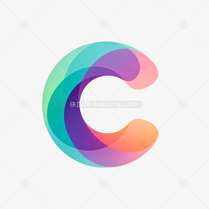 快图网原创彩色叠层渐变字母C