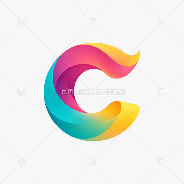 快图网原创彩色立体字渐变母C标志