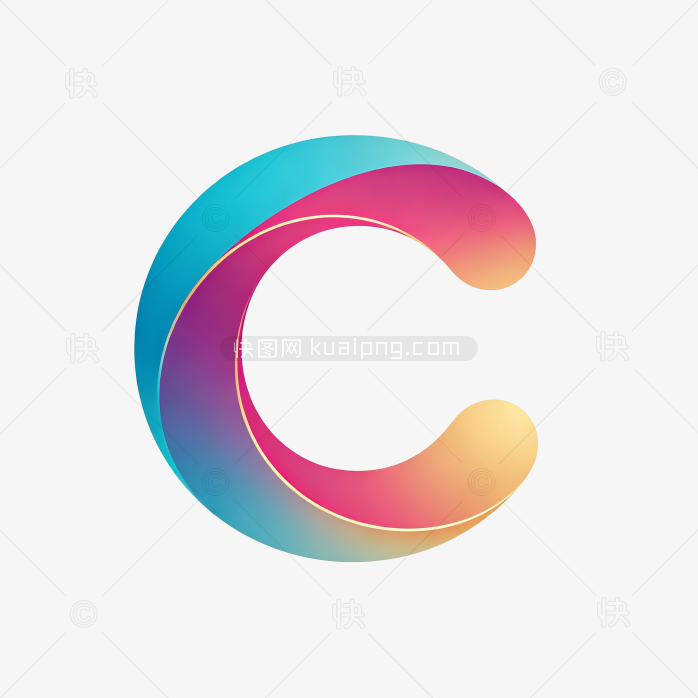 快图网原创彩色立体字渐变母C标志