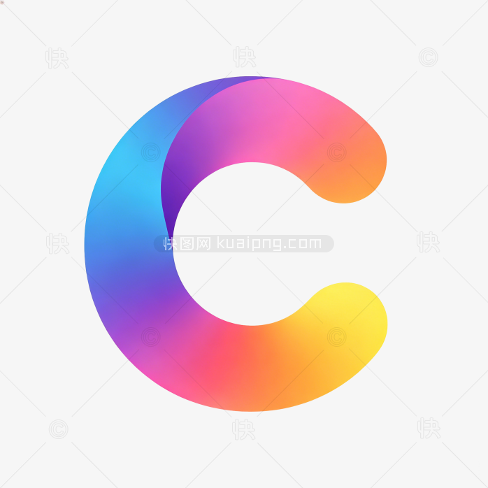 快图网原创彩色立体字渐变母C标志