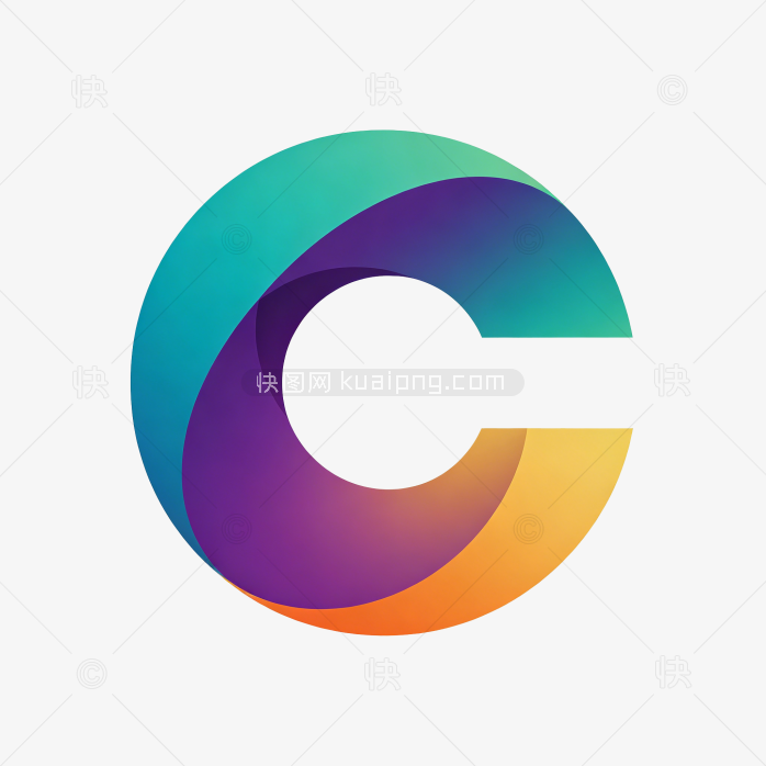 快图网原创彩色立体字母C