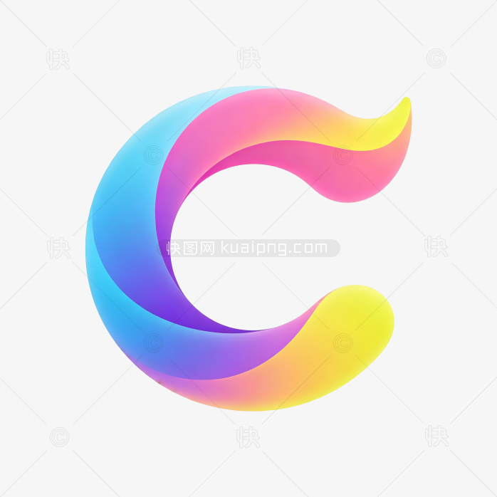 快图网原创彩色立体字母C标志