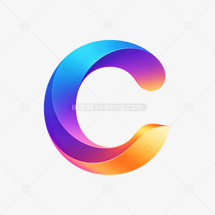 快图网原创彩色立体字母C