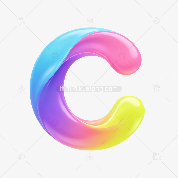 快图网原创彩色立体渐变字母C标志