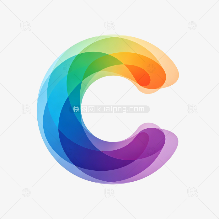 快图网原创彩色叠层渐变字母C