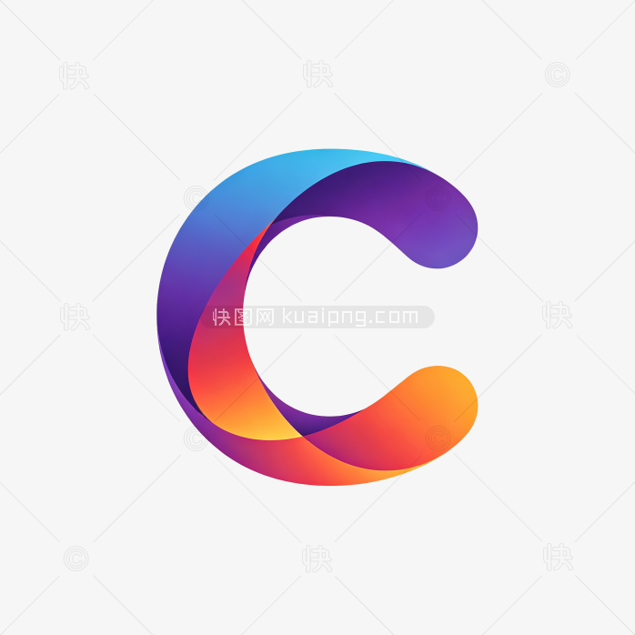 快图网原创彩色立体字渐变母C标志