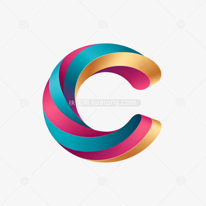 快图网原创彩色立体字渐变母C标志