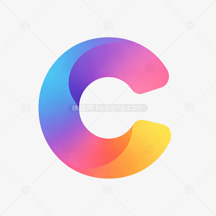 快图网原创彩色立体字母C标志