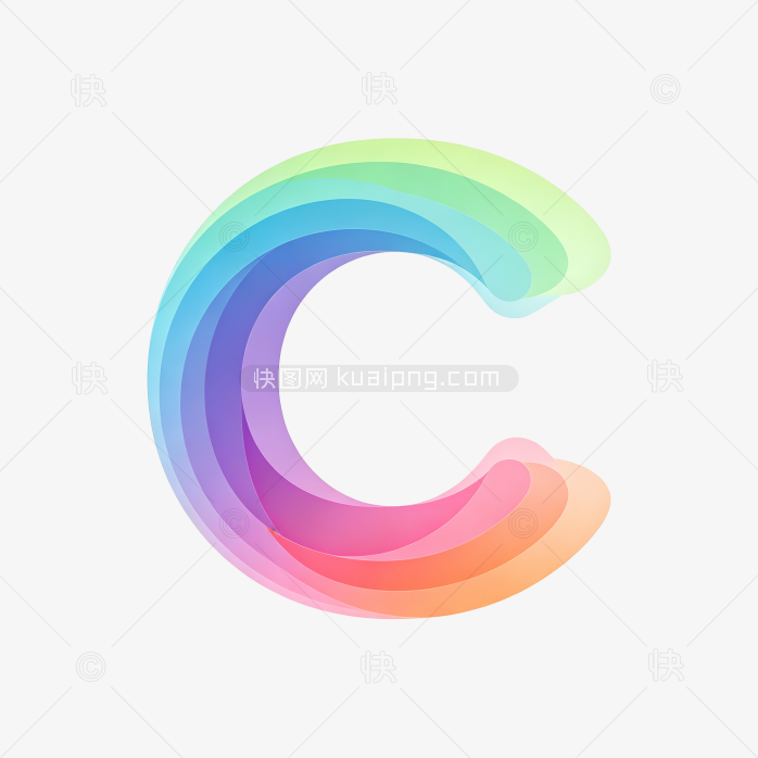 快图网原创彩色叠层渐变字母C