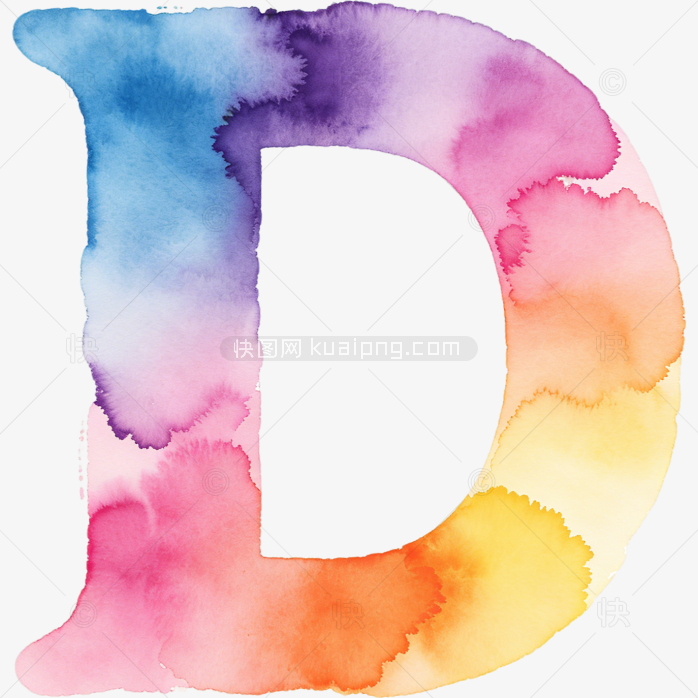 快图网原创彩色水墨字母D