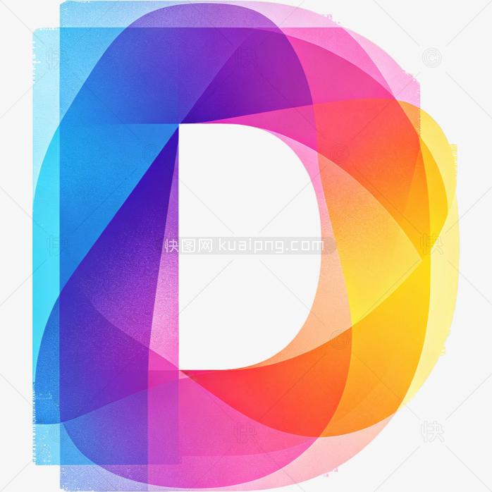 快图网原创彩色层叠字母D