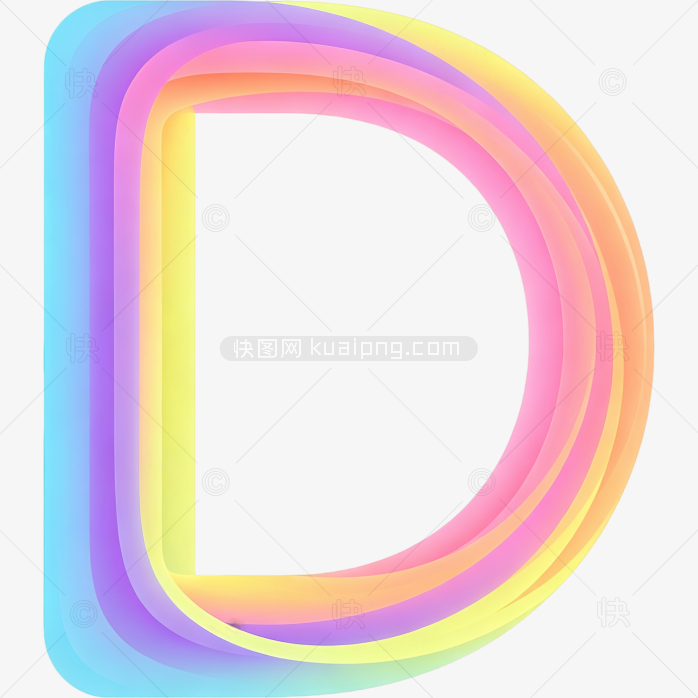 快图网原创彩色立体字母D图标