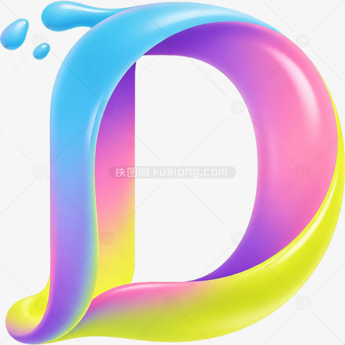 快图网原创彩色3D立体字母D