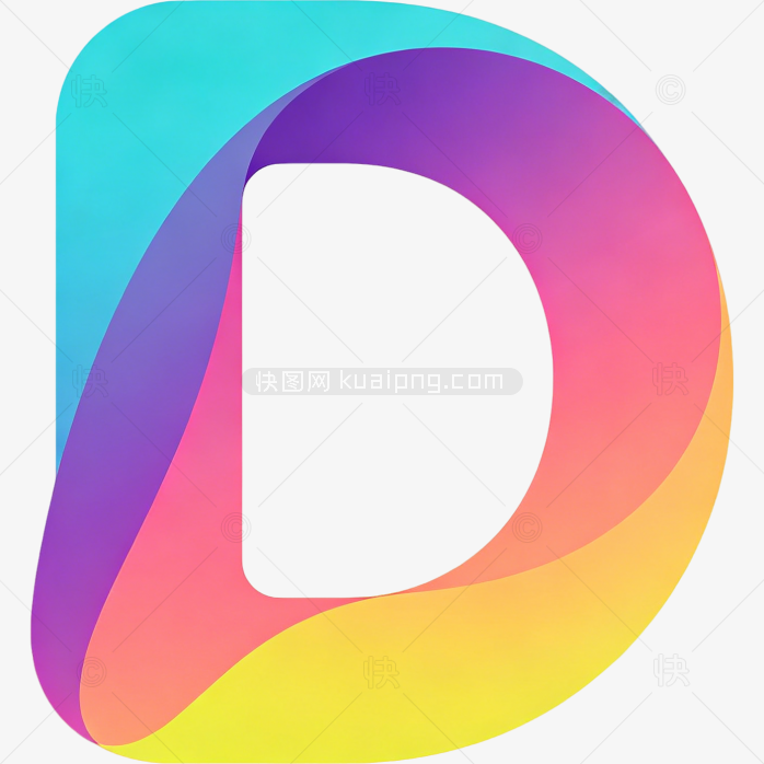 快图网原创彩色立体字母D图标