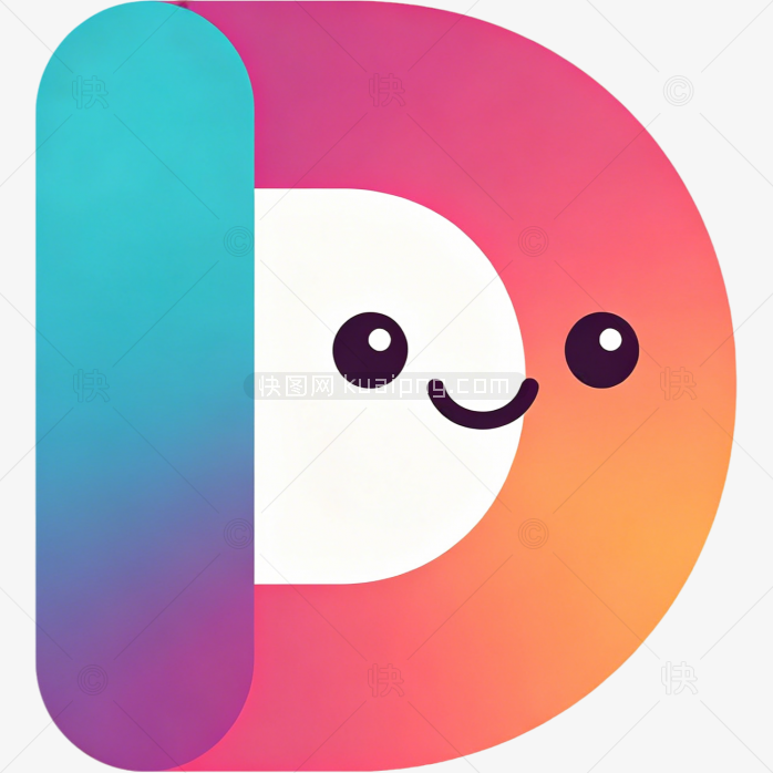快图网原创彩色卡通表情字母D