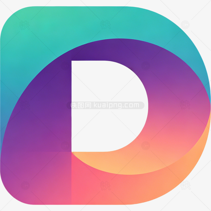 快图网原创彩色立体字母D图标