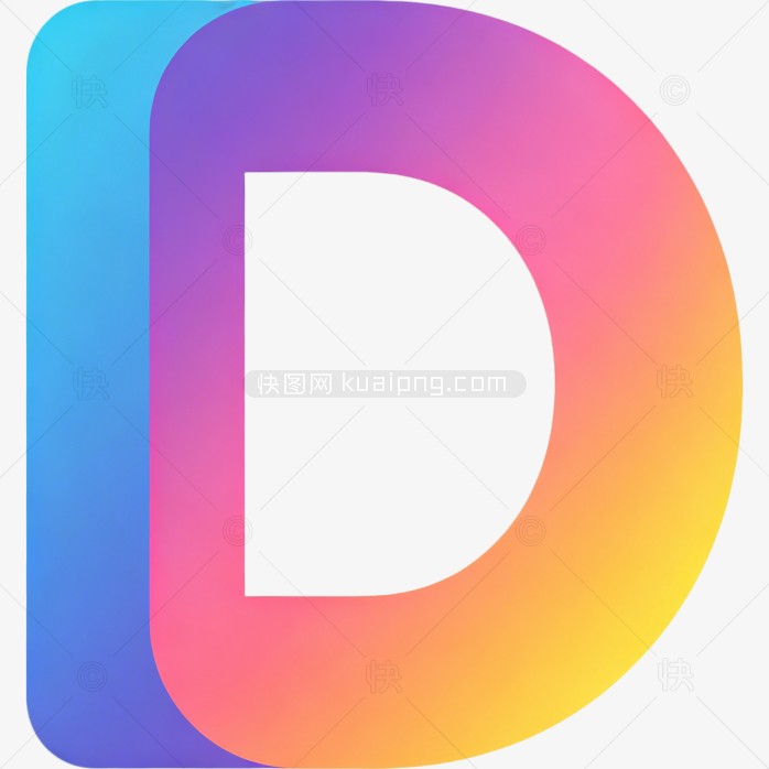 快图网原创彩色立体字母D图标