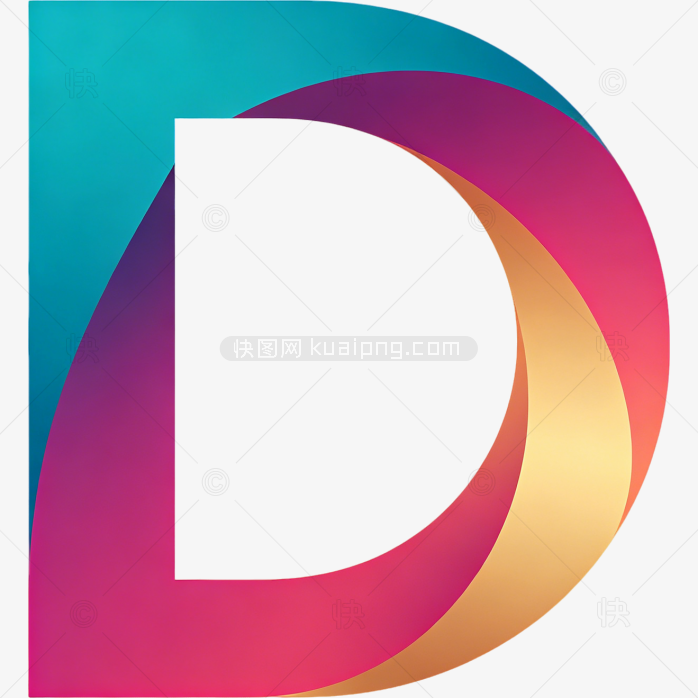 快图网原创彩色立体字母D图标