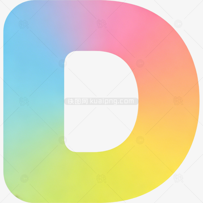 快图网原创彩色渐变3D字母D