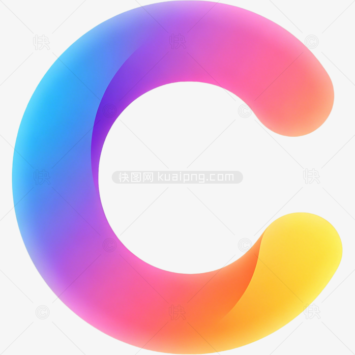 快图网原创彩色渐变3D字母C