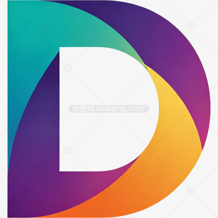 快图网原创彩色渐变字母D