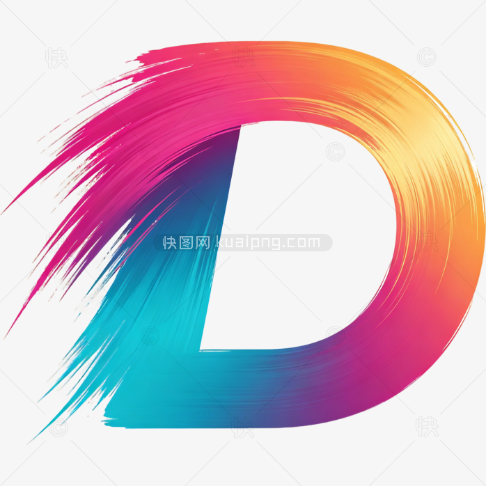 快图网原创彩色渐变字母D