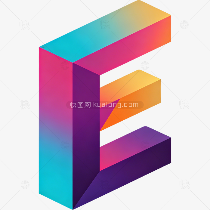 快图网原创彩色质感 E 字母