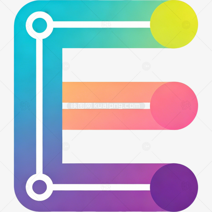 快图网原创字母 E 创意字体彩色
