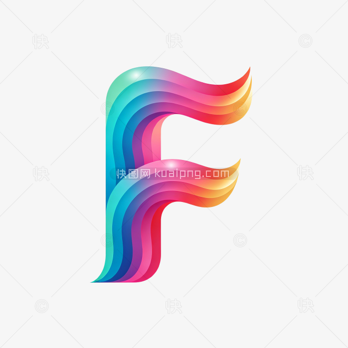 快图网原创彩色立体字母F设计