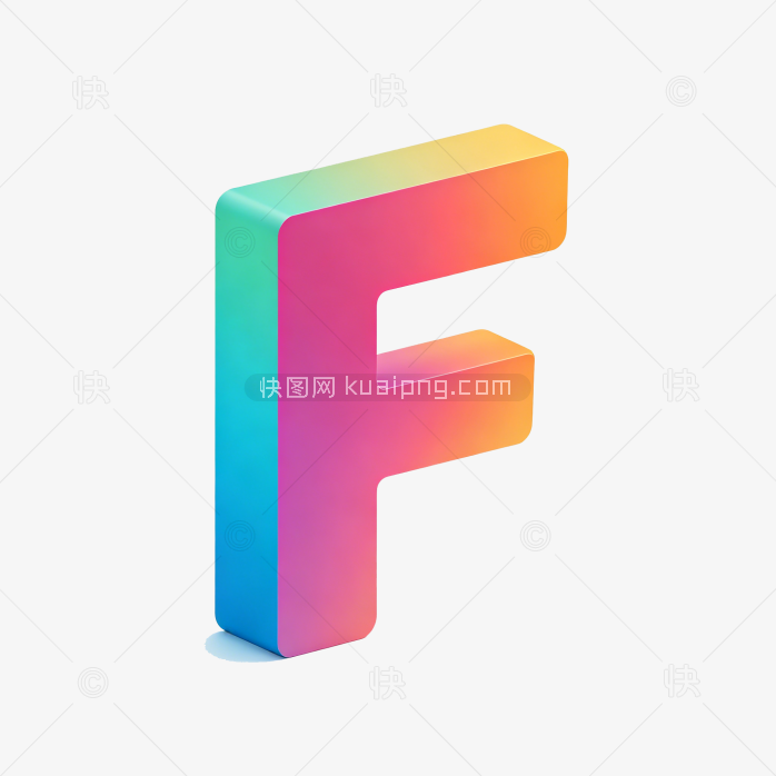 快图网原创彩色立体字母F设计