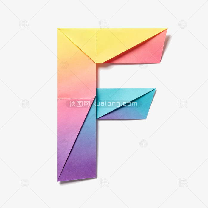 快图网原创彩色折纸字母F设计