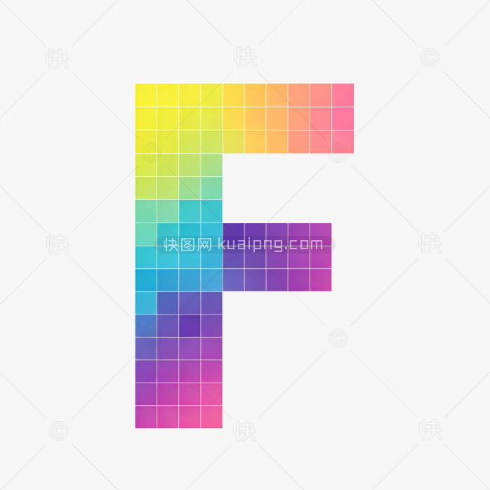 快图网原创彩色方格字母F设计