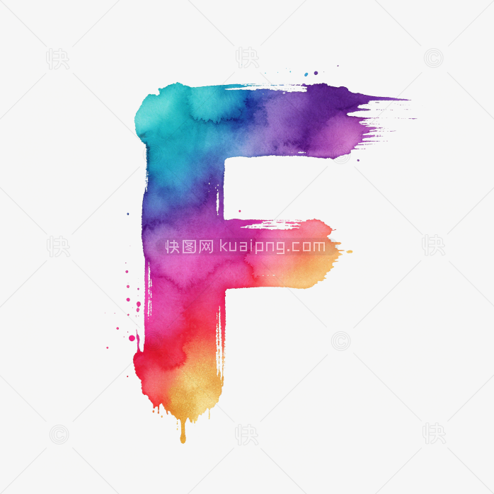 快图网原创彩色毛笔字母F设计